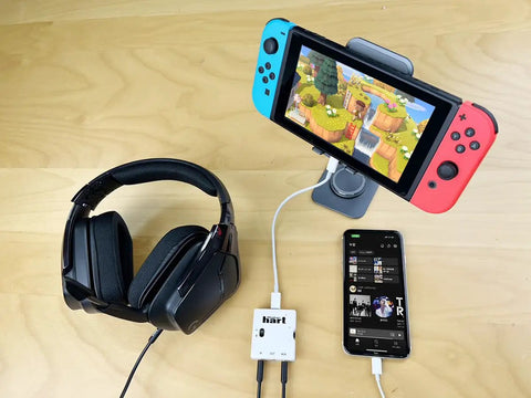 MAI Mini Mobile Audio Interface With Zero Latency Monitoring And High Fidelity Headphone Output connected to tablet and phone