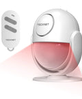 125dB Loud Indoor Motion Sensor Alarm With 328ft Remote Wireless Infrared Motion Detector And Siren, showing device and remote.