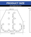 8 Piece Pro Grade T Corner Brackets For 2040 3060 Aluminum Extrusion Frame Building With Heavy Duty Nuts And Screws Silver Knockout Quality Zero Drag Diy Builds dimensions diagram with measurements labeled