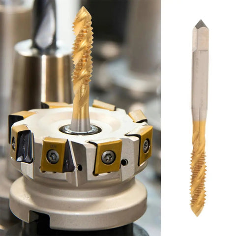 Thread Repair Tool For 1/4-20 Threads, Heavy Duty High Speed Steel Tap With Spiral Tip, 3-Flute Design Delivers Fast, Precise Threading For Pros And DIY Projects in a CNC holder