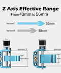 Beefed Up Aluminum Z Axis Assembly for 3018 ProVer CNC With 43mm and 52mm Spindle Mounts, 775 Spindle Ready, 300 To 500W Motor Support, Exchangeable Mounts for 65mm and 69mm Options, Plug And Play Retrofit. Z axis range 40mm to 56mm