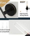 Mid Century Modern Black Wall Sconce Set Of Two 1 Light Clear Cylinder Glass Minimalist Vanity Lighting close-up