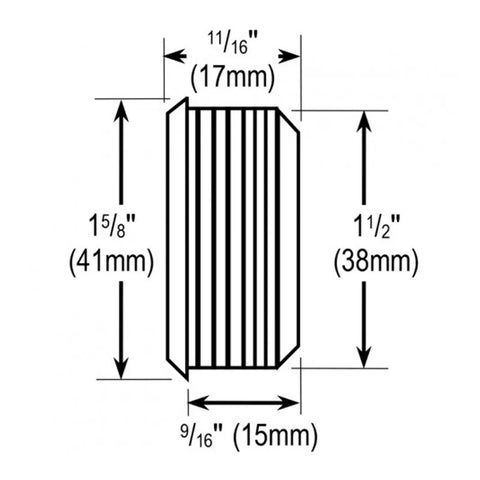 Dimensions diagram of Enforcer Touchless Infrared Proximity Sensor Stainless Steel 38mm with adjustable sensing range up to 6 inches.