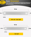 Diagram showing dimensions of Beefy Transom Mount Plate Kit For Standard Top And Lower Bolt Holes Heavy Duty Cast Aluminum in 15x2 and 12x2."}