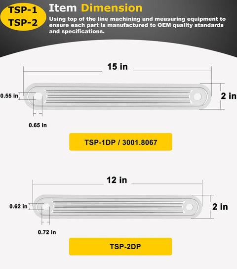 Diagram showing dimensions of Beefy Transom Mount Plate Kit For Standard Top And Lower Bolt Holes Heavy Duty Cast Aluminum in 15x2 and 12x2."}