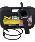 All In One Inspection Camera Kit With Color LCD Monitor, Flexible Three Foot Gooseneck, One Ninth Inch Camera, Hook And Magnet Accessories, Case Included, Lightweight Handheld Borescope For Walls And Tight Spaces in front of its carrying case