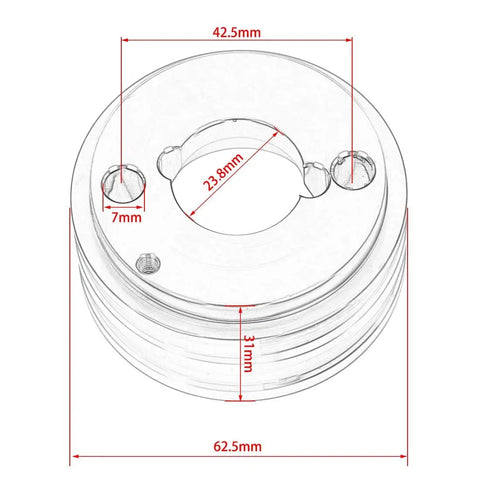 Diagram of air filter adapter dimensions for Performance Upgraded Air Filter Adapter Intake Spark Plug Kit For Predator 212cc