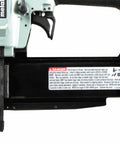 Close-up of 23 Gauge Pin Nailer Kit for fine trim and molding, featuring adjustable depth and built-in silencer, NP50A model