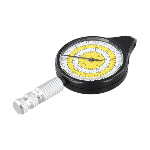 Map Distance Meter Wheel, Mechanical Route Measurer for Curved Paths, 95 x 45 x 12 mm, Black with yellow display dial.