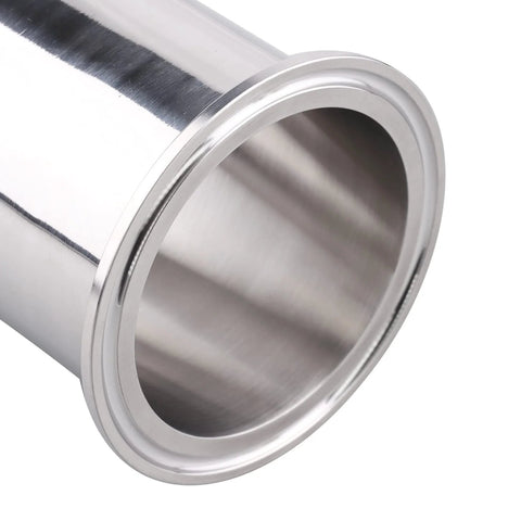 Stainless steel 304 sanitary spool tube with 2.5 in tri-clamp ends and ferrule flange, 914 mm (36 in) long
