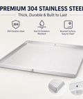 Heavy Duty 30x30x1.5 Inch Stainless Steel Washing Machine Pan With Drain Hole, 304 Stainless Drip Tray, brushed finish, product details