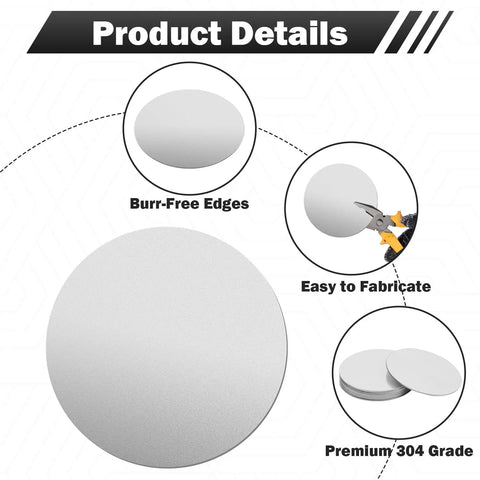 10 Pcs 304 Stainless Steel Discs 30mm Diameter 2mm Thick Flat Round Blank Metal Plates with burr-free edges and easy fabrication