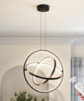 Modern LED Chandelier With 3 Rings Black Circle Pendant Lighting Dimmable Round Ring Ceiling Fixture for elegant room decor