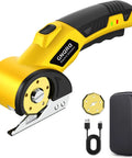 Cordless Electric Scissors With LED Light For Precise Cutting, Rechargeable 4V Rotary Box Cutter, USB Type C Fast Charge, Includes 2 Blades