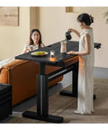 Rock Solid Electric Sit Stand Desk With Dual Built In Drawers And Effortless Height Adjustment Featuring Slick Modern Finish Premium Office Writing Table in use at home.