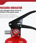Close-up of 2.5 Lb ABC Dry Chemical Fire Extinguisher With Bracket And Quick Release Handle featuring pressure gauge indicator.