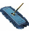 Dust Mop With Infinity Twist Cotton Yarn Blue 24 Inch Wide Head Fray-Resistant, Washable And Pre Laundered For Easy Clean Up