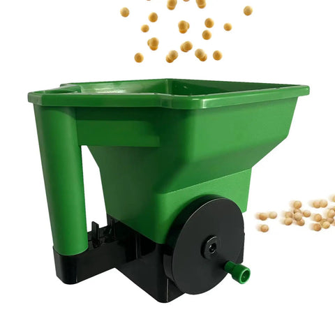 Hand Crank Garden Spreader For Lawn Care No Power Needed Seed And Fertilizer Applicator Portable Handheld Tool Built From Crack Resistant ABS And PP Easy To Use For Planting Seeding And Lawn Maintenance, green ABS/PP hopper with hand crank