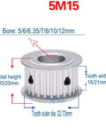 5M 15T Timing Pulley For 15mm Wide Belts With 5mm Pitch And 10mm Bore Aluminum Synchronous Wheel Perfect For CNC Milling Machines Lathes And Other Precision Machinery Drives, silver aluminum pulley