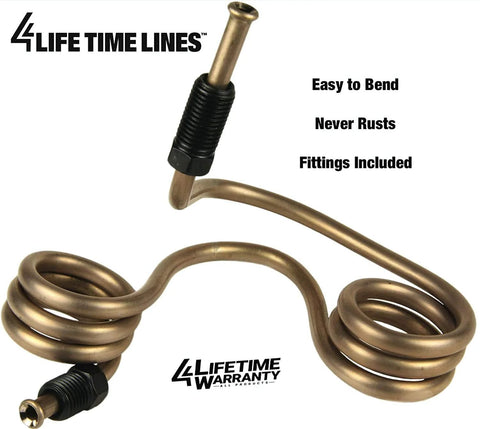 4LIFETIMELINES copper-nickel brake line coil with SAE fittings, 1/4 in, 25 ft
