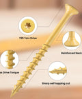 Top Shelf Rock Solid Deck Screws Ten Gauge By Three And A Half Inch Wood Fasteners Tan Epoxy Coated T25 Torx Drive detailed view