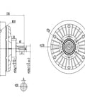 Technical drawing of Powder Brake FZ25A 25 Nm Single Shaft With Adjustable Torque Heavy Duty Compact Design diagram view.