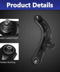 Beefed Up 10 Piece Suspension Kit component close-up showing control arm powder-coated finish and rubber bushing for Nissan Sentra.