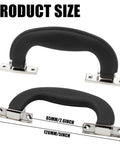 Black Plastic Luggage Trunk Pull Handles Set Of 6 With Mounting Screws for Suitcases, shown with dimensions 126mm x 65mm.