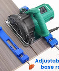 Adjustable Circular Saw Guide Base Clamp For Pro Grade Precision Wood Milling And Cutting Tasks In Blue Durable ABS Construction Stable Rail Guide For Accurate Cuts Quick Setup And Reliable Positioning