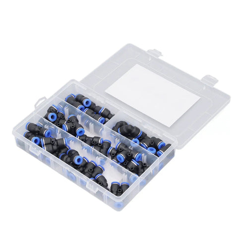 40 Piece Pneumatic Fitting Kit Includes Splitters Elbows Tees And Straight Connectors For 5/16 Inch Tubing, plastic case