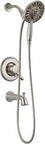 Linden 17 Series Dual Function Tub And Shower Trim Kit With 4 Spray In2ition 2 In 1 Handheld Shower Head And Hose Stainless Finish Diverter