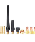 All In One 17Pcs TIG Torch Consumables Kit With Glass Nozzles Gun Tails Tungsten Clamps Silicone Ring Guide Pieces And Fixed Sleeve