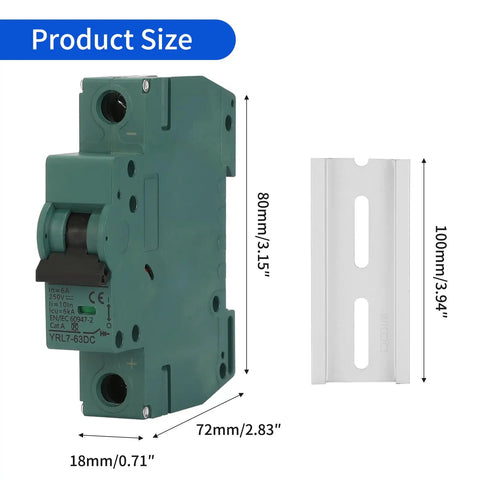 DC 1 Pole Miniature Circuit Breaker For Solar Panel 250V 20A With Instant Trip DIN Rail Mount
