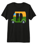 Auto Rickshaw Graphic Tee Premium Tri Blend Unisex Street Style Shirt With Classic Tuk Tuk Motif For Road Trip Vibes, black crew neck tee.