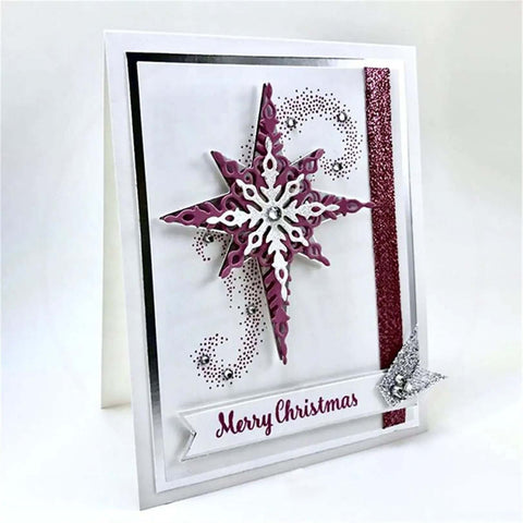 Christmas card with 3D star design using Must Have Christmas Scrapbooking Die Cuts Set With Metal Cutting Dies 12.4x8.3cm