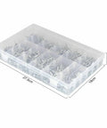 Massive Aluminum Dome Head Blind Rivet Kit With 660 Pieces In 3.2mm 4.0mm And 4.8mm Sizes For Quick Easy Riveting On Wood Metal And Auto DIY Projects For Home Repair And Maintenance. Transparent organizer tray with aluminum dome head blind rivets
