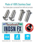 Anti Theft License Plate Screws Set In Rust Resistant Stainless Steel Tamper Proof Security Bolts With Black Caps and Pad