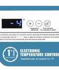 No Sweat Compact Chest Freezer With Dual Removable Baskets And Precision Digital Display showing digital temp control at -4°F.