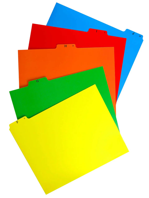 Top Shelf Alphabetical Hanging File Folder Dividers Featuring Five Vibrant Color Coded Tabs For Letter Size arrangement, heavy duty
