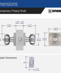 Slick Contemporary Privacy Ball Door Knob Set With Lock And Key Satin Nickel Finish dimensions and backset details