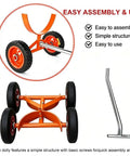 Rock Solid Heavy Duty Pipe Cart With Solid Tires Steel Bar Cradle Supports 800 Lb showing wheels and assembly features.