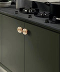 Set Of 6 Brushed Gold Zinc Alloy Cabinet Knobs And Pulls For Kitchen Cupboards Dressers And Drawers, gold tone hardware installed on cabinet