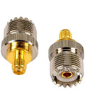 SMA Female to SO239 PL-259 Coax Adapter Two Pack for UHF Radios and Walkie Talkies Baofeng CB SDR UV-5R Series Gold-Plated Pins Brass Shell