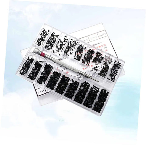 Assorted Small Machine Screws Kit With Flat Head Countersunk Fasteners In Transparent Storage Box, Miniature Carbon Steel Set
