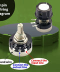 High-Quality 50K Ohm Single Turn Carbon Film Rotary Taper Potentiometer Set with Two A03 Knobs and Two Dials, wiring diagram