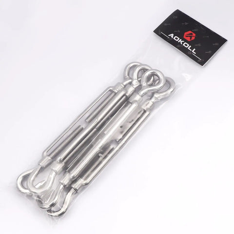 Top Shelf 304 Stainless Steel Hook And Eye Turnbuckle Kit For Wire Rope Tensioning Heavy Duty M10 Rigging Hardware Tough As Nails Adjustable Cable Straps