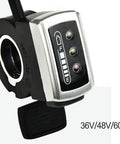 Thumb Throttle For Electric Bikes And Scooters With 7/8 Inch Handlebar, LED Display, Reverse Switch And Red Button