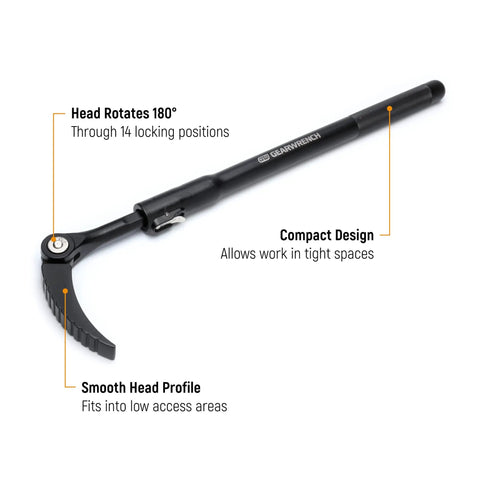 Two Piece Indexing Pry Bar Set With 8 Inch And 16 Inch Bars, Heads Rotate 180 Degrees Through 14 Locking Positions, shown open