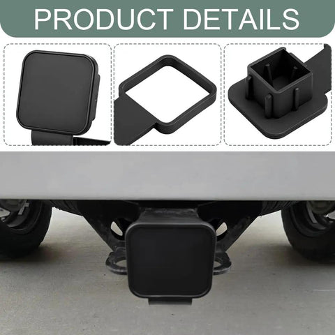 2 Inch Trailer Hitch Cover Heavy Duty Rubber Tow Hook Dust Plug Cap For Receiver Tubes Universal Car Exterior Modification Accessories Weatherproof For Cars Trucks SUVs installed on vehicle