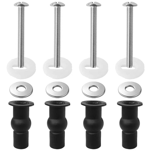 4 Pack Toilet Seat Screws Repair Kit With Top Mount Hinges, Expanding Rubber Bolts And Stainless Steel Hardware, Universal Fit